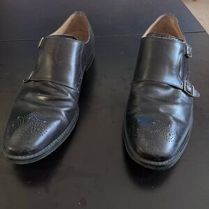Cole Haan Black Leather Double Monk Strap Shoes